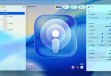 iPhone screens displaying iOS 26 Liquid Glass design with translucent app icons, dynamic lock screen, and reflective Control Center.